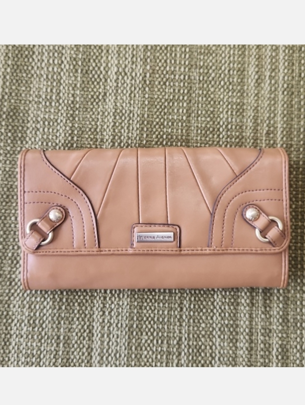 Etienne Aigner Trifold Checkbook Organizer Wallet Leather Tan Vintage